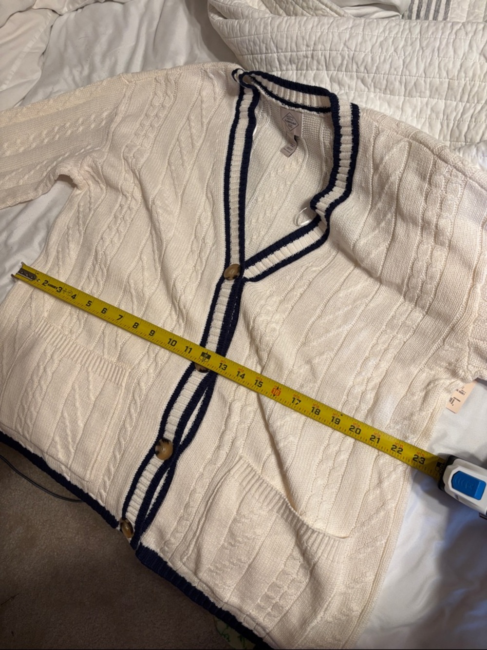 NEW St. John's Bay White Sweater with Black Accents - Picture 3 of 8